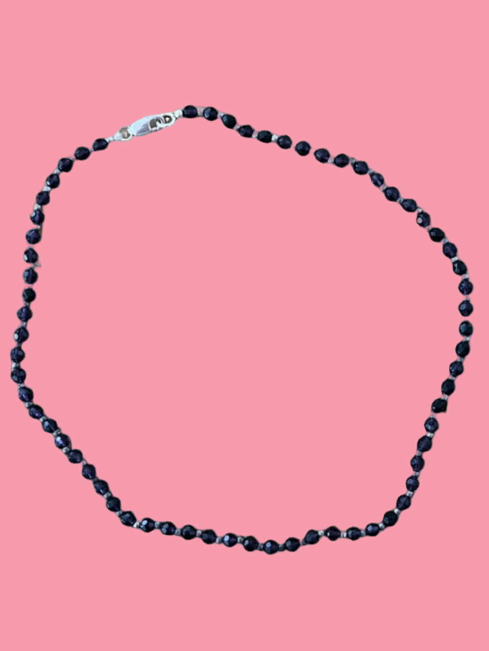 Deep Faceted Amethyst & Sterling Bead Necklace - Unbranded
